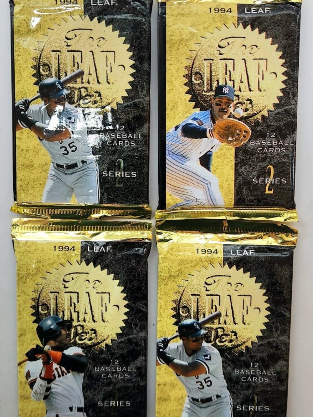 Vintage 1994 Leaf Series 2 Baseball Cards - 4 Sealed Foil Packs - Rookies & More